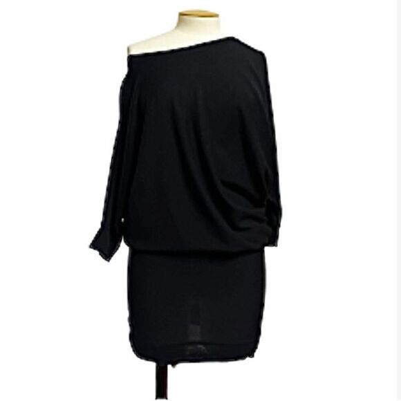 Alexander McQueen Asymmetric Black Wool Sweater Dress Small